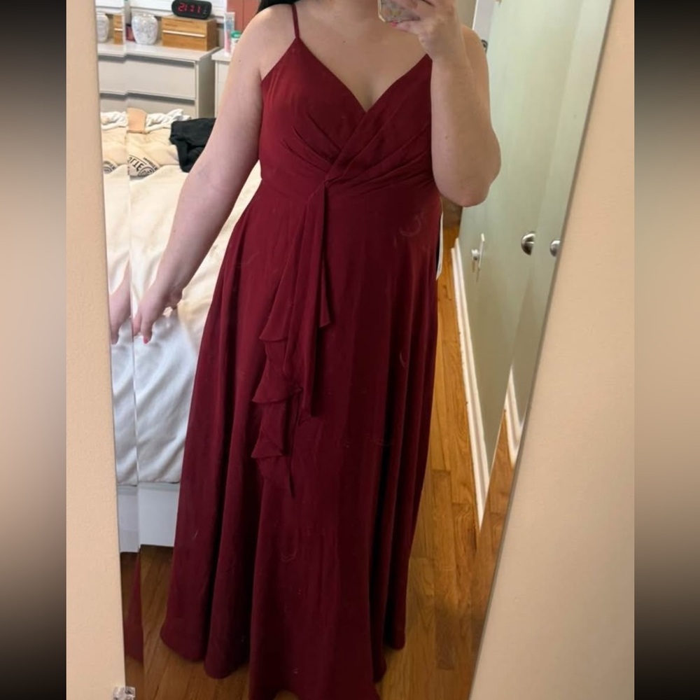 Azazie Akita Pomegranate A-Line Chiffon Dress - Picture 3 of 5